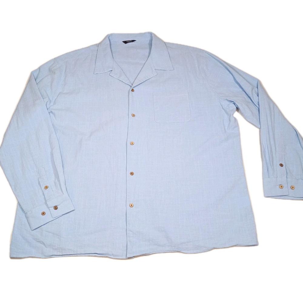 COOFANDY Long‎ Sleeve Shirt Mens 3XL Blue Button Down Lightweight Cotton Resort